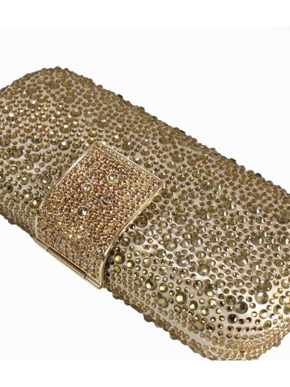NWT Gold Crystal-Embellished Evening Clutch with 2 Chain Straps - Picture 3 of 5